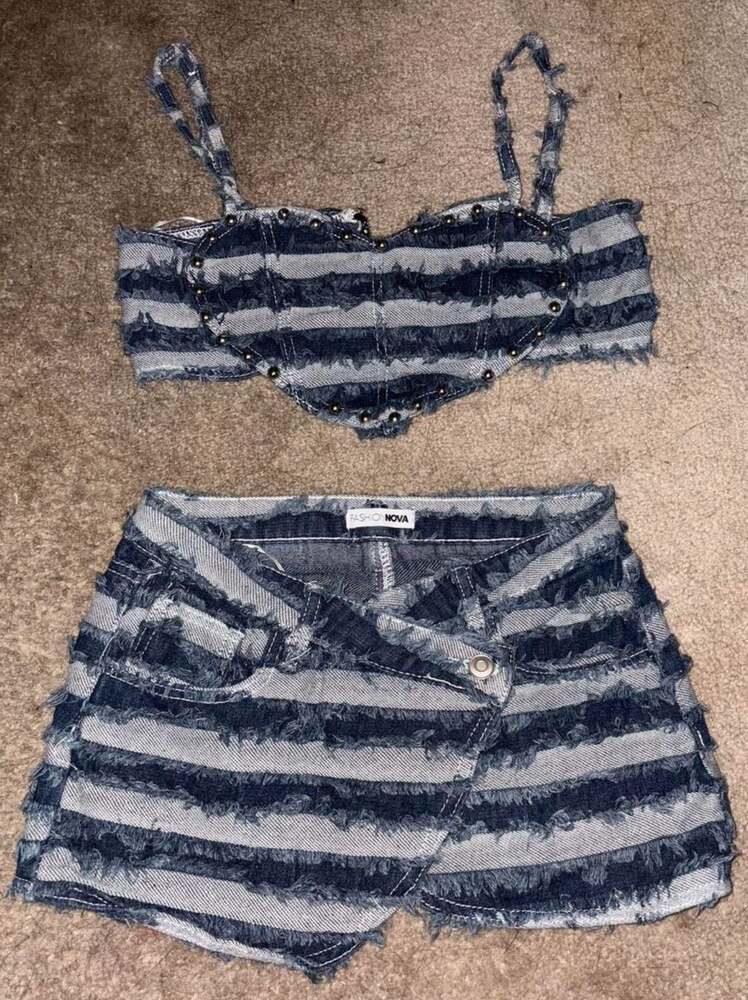 Denim Days Micro Mini Skirt Set - Medium Wash
